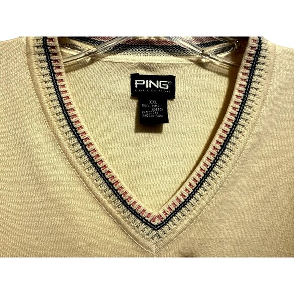 PING Collection Mens Yellow Pima Cotton V-Neck Golf Vest Sz XXL Classic & Preppy - Picture 3 of 5